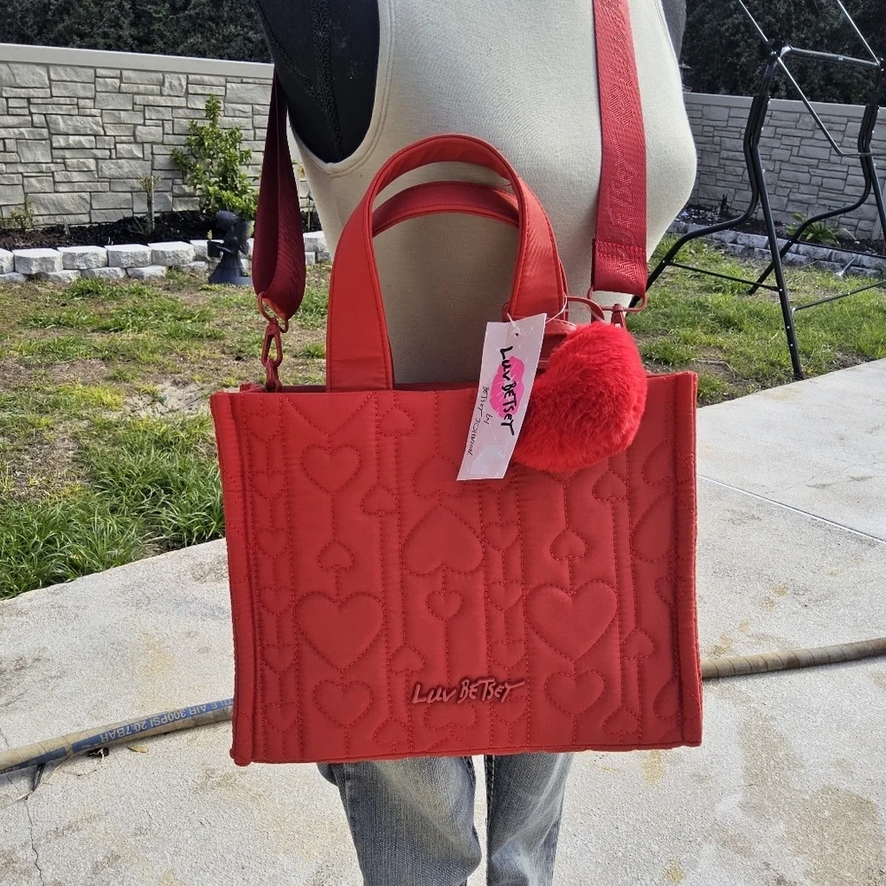 Betsey Johnson Red Quilted Heart Tote